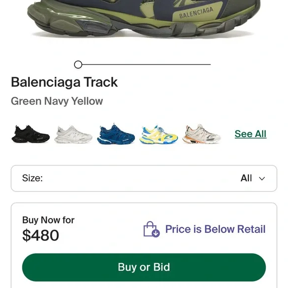 Balenciaga Olive and Navy Sneakers - Picture 5 of 7